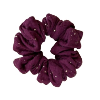 scrunchie złote kropki na burgundzie