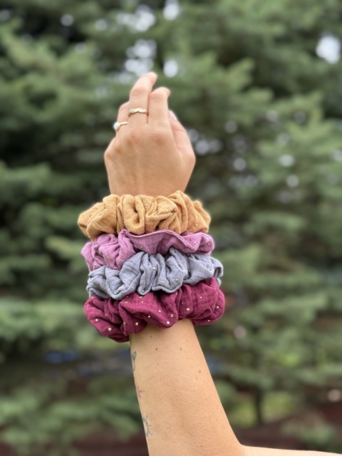 scrunchie złote kropki zestaw scrunchie złote kropki zestaw