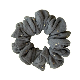 scrunchie złote kropki na graficie